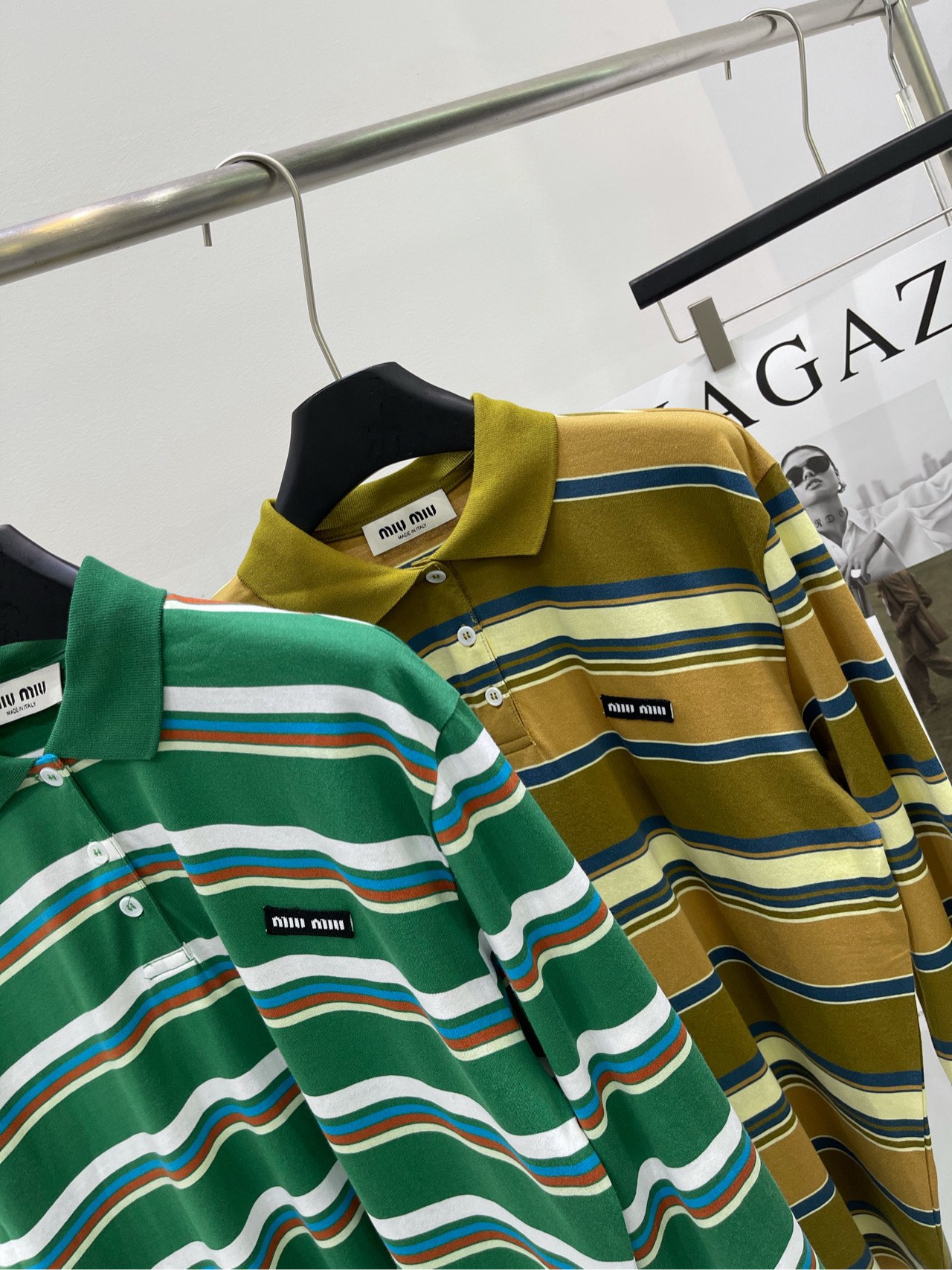 ミュウミュウ リボンＮ級品 ポロシャツ 長袖 襟あり 縞模様 シンプル 純綿 個性的 ファッション 2色可選_7