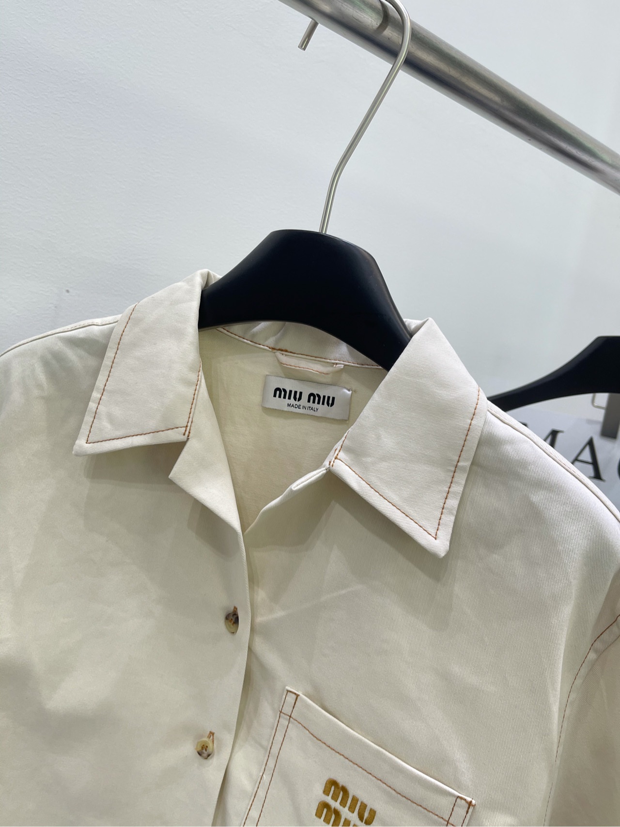 限定販売 最高品質 ミュウミュウ洋服激安通販 トップス デニム 薄い 半袖 ショット 夏品 大人気 ファッション 杏色_3
