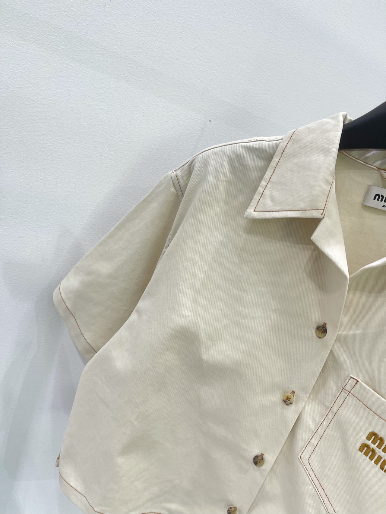 限定販売 最高品質 ミュウミュウ洋服激安通販 トップス デニム 薄い 半袖 ショット 夏品 大人気 ファッション 杏色_8
