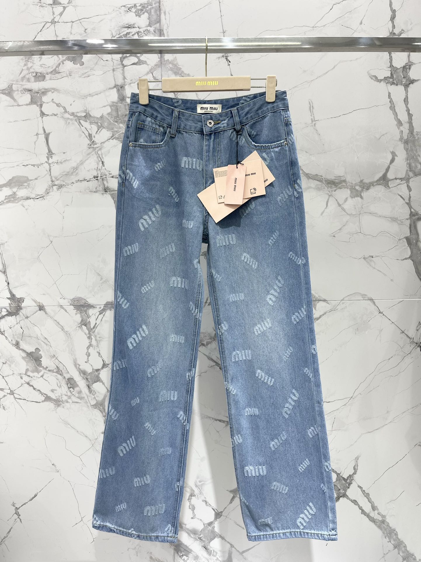ミュウミュウデニムＮ級品 春夏ズボン ズボン ジーンズ 筒形パンツ 薄い ファッション ゆったり ブルー_1