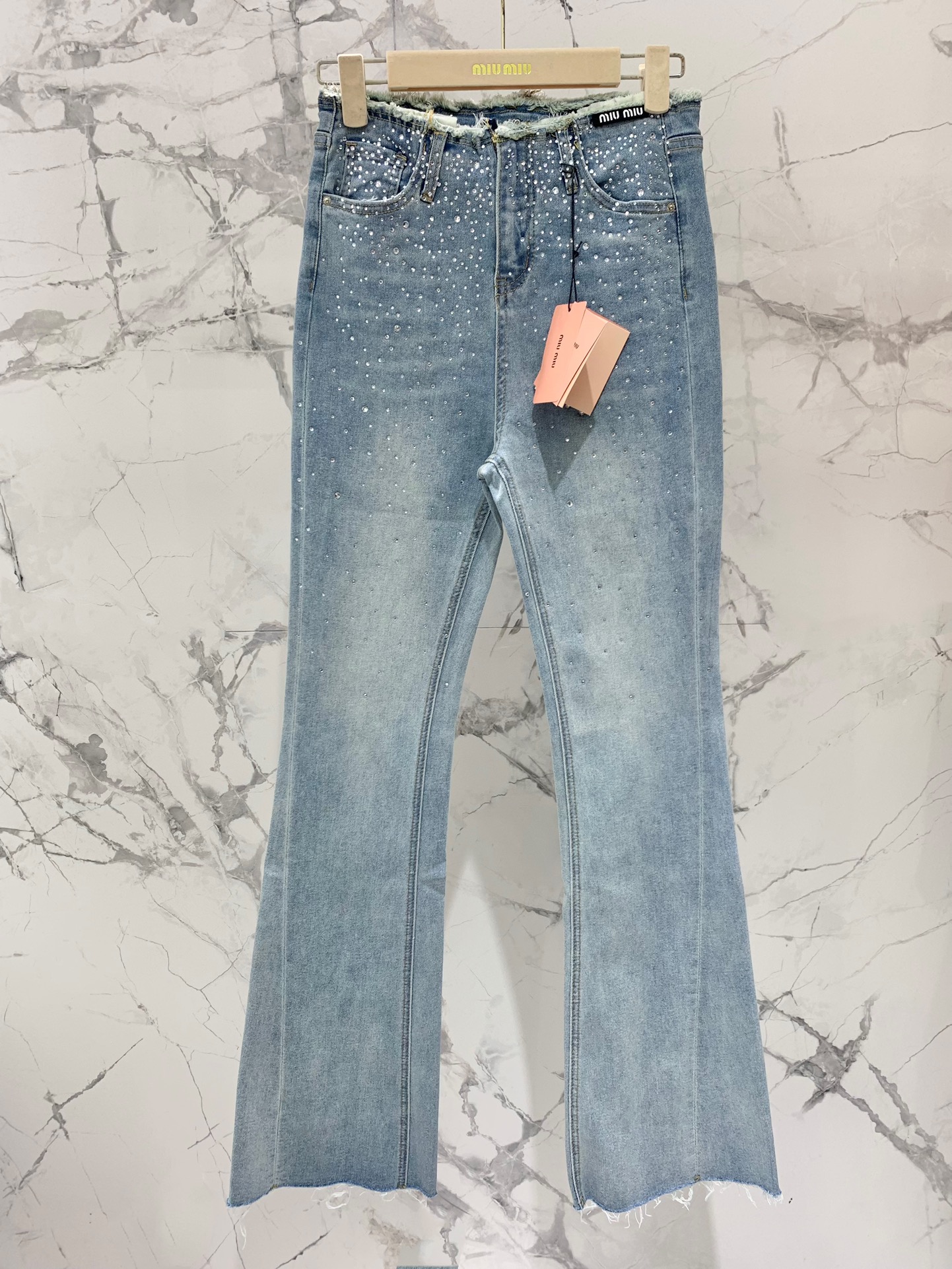 miumiu ジーパンスーパーコピー ラッパ形ズボン パンツ ジーンズ カジュアル ゆったり 美脚 大人気 ブルー_2