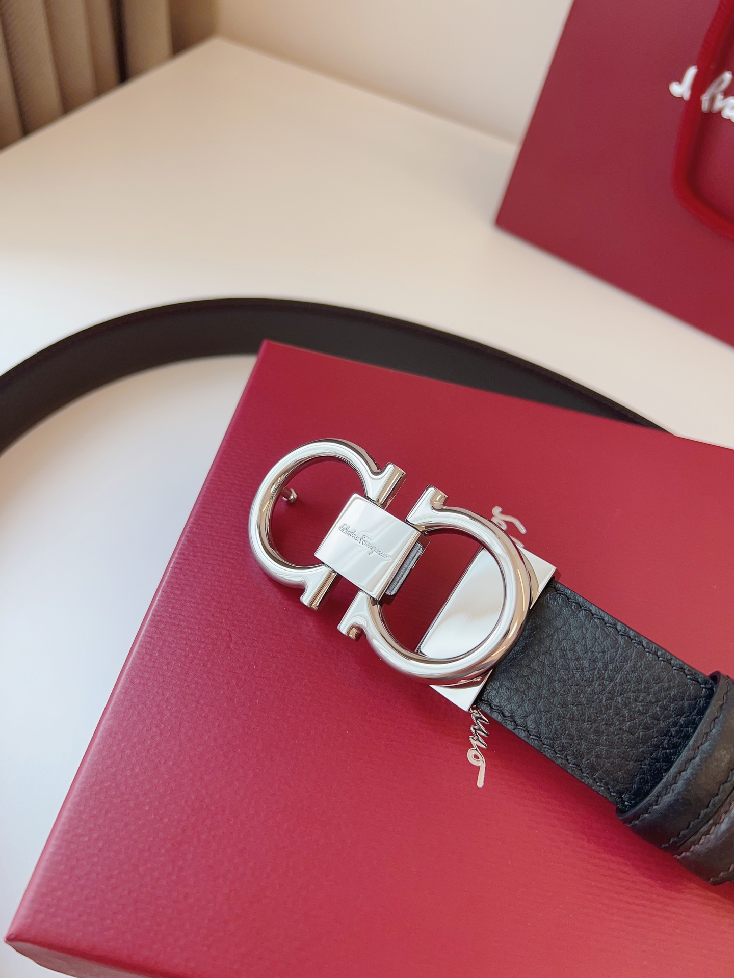 爆買い大得価 ferragamo ベルト レディース激安通販 幅35㎜ 牛革 ビジネス プレゼント 両面用 シンプル メンズ ブラック_6