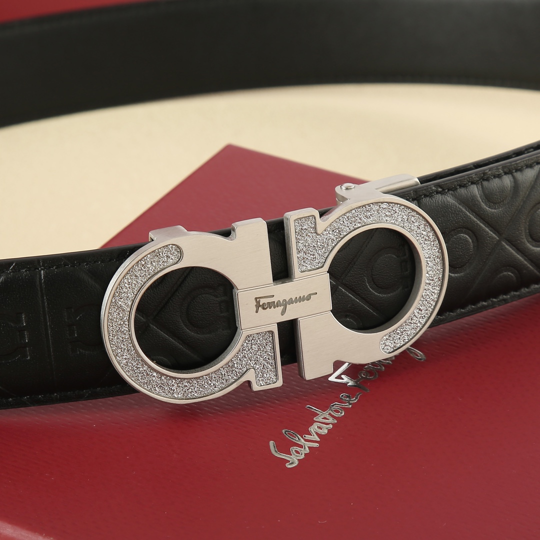 ferragamo メンズ ベルトスーパーコピー 幅35㎜ 牛革 本革 ビジネス 紳士ベルト シンプル メンズ ブラック_3
