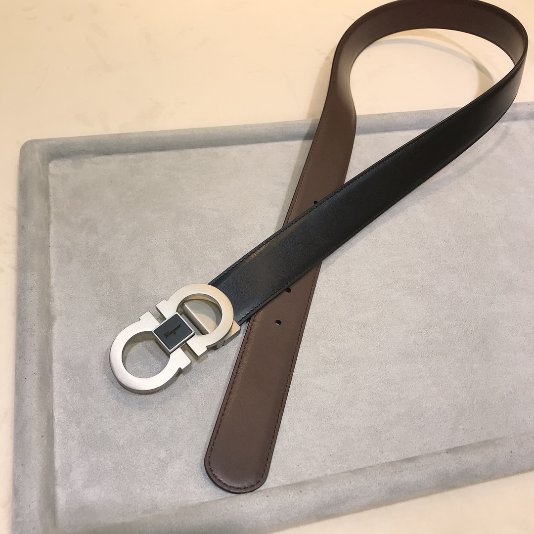 salvatore ferragamo ベルト激安通販 幅34㎜ ビジネス 紳士ベルト 牛革 本革 シンプル 両面兼用 メンズ ブラック_2