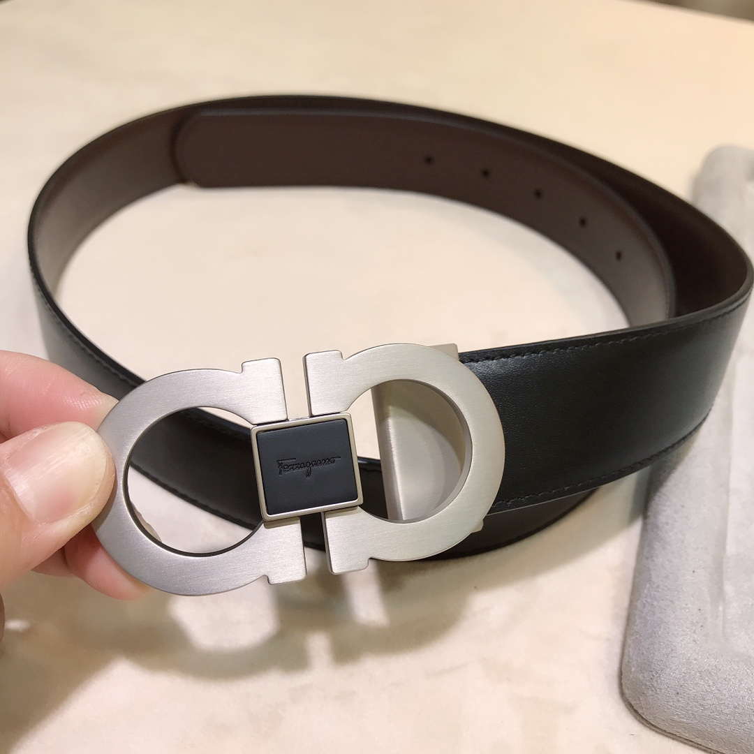 salvatore ferragamo ベルト激安通販 幅34㎜ ビジネス 紳士ベルト 牛革 本革 シンプル 両面兼用 メンズ ブラック_3