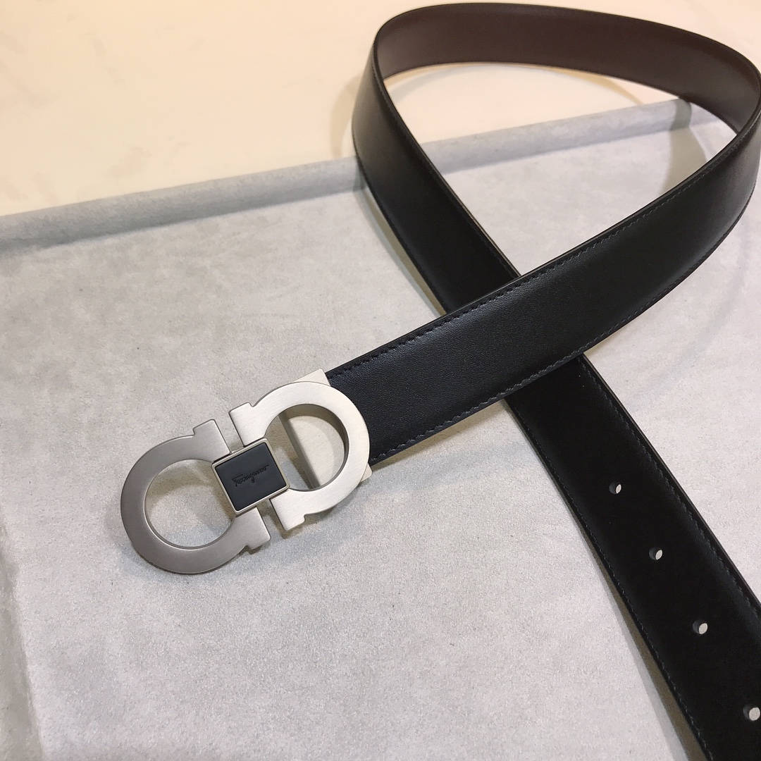 salvatore ferragamo ベルト激安通販 幅34㎜ ビジネス 紳士ベルト 牛革 本革 シンプル 両面兼用 メンズ ブラック_8