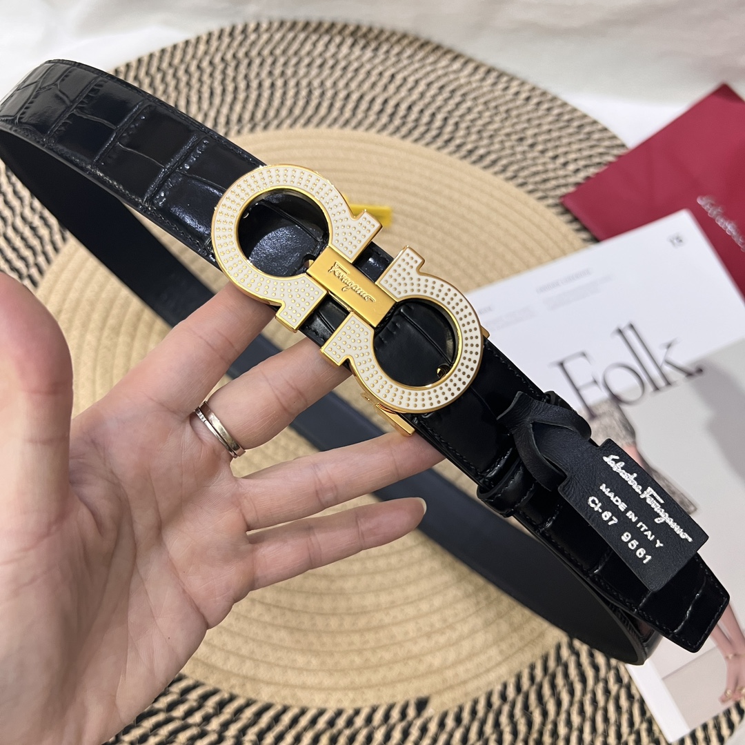[新季度] サルバトーレ フェラガモ ベルトコピー 幅35㎜ ビジネス 紳士ベルト 牛革 調整可 シンプル 両面兼用 メンズ ブラック_2