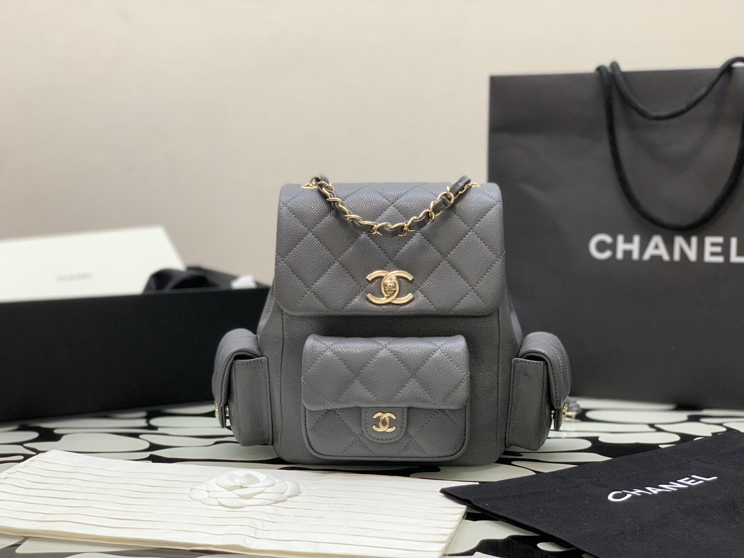 シャネル CHANEL限定 スーパーコピー バッグ レザー グレー 軽量  人気　リュック_1