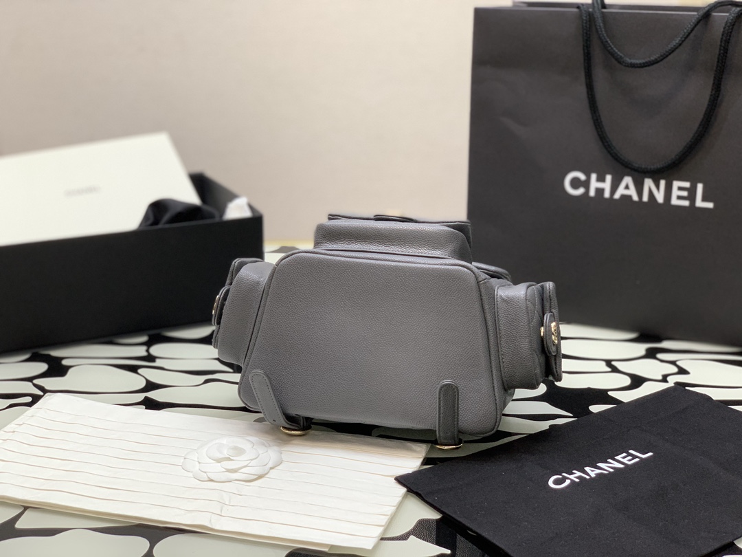シャネル CHANEL限定 スーパーコピー バッグ レザー グレー 軽量  人気　リュック_4