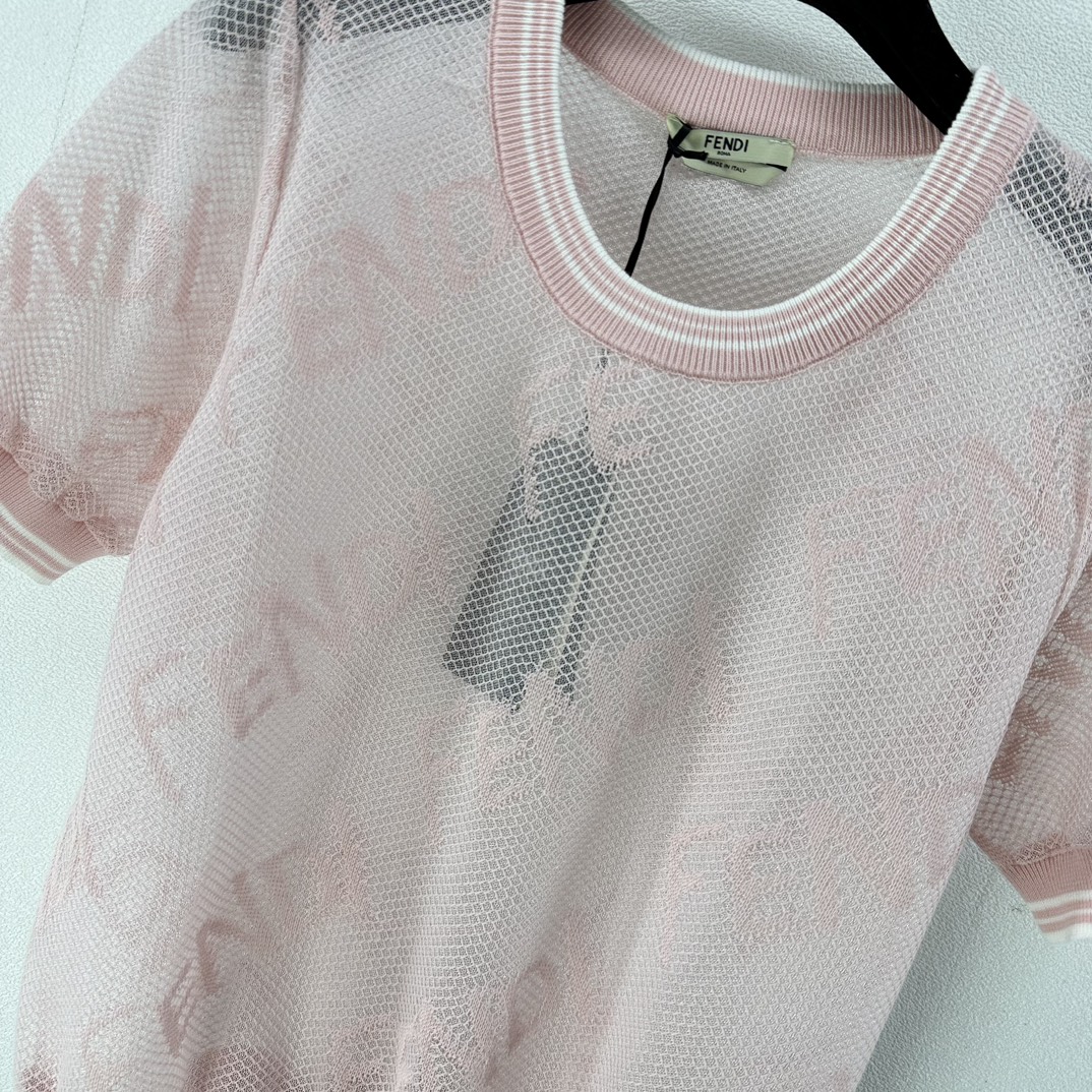 フェンディ 2024新作 コピー 半袖 Tシャツ ウール ピンク 柔らかい 花柄_4