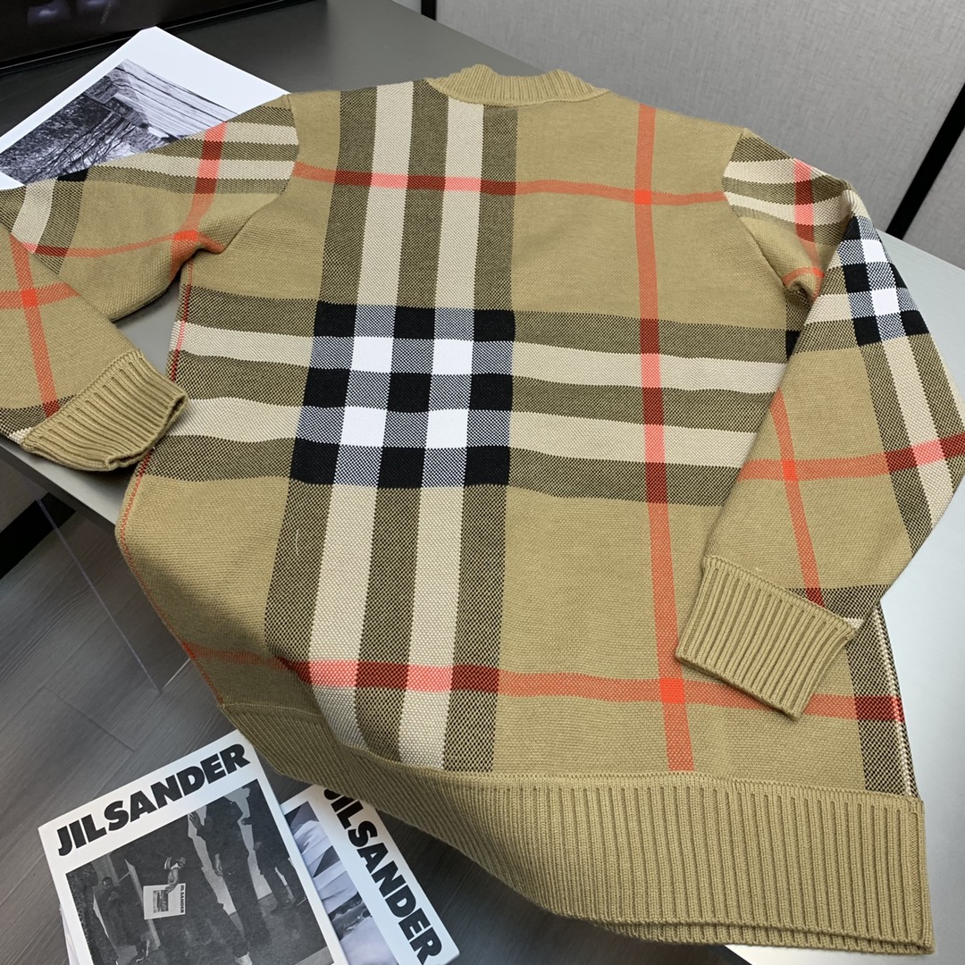 【激安】高級品通販 バーバリー の セーターコピー ニット アウター 暖かい 格子模様 シンプル イエロー_2