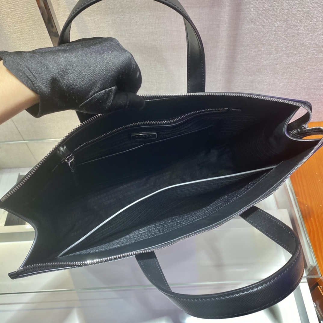 プラダ バッグ 素材偽物  ブリーフケース 持ちバッグ ビジネス シンプル トートバッグ メンズ ブラック_6
