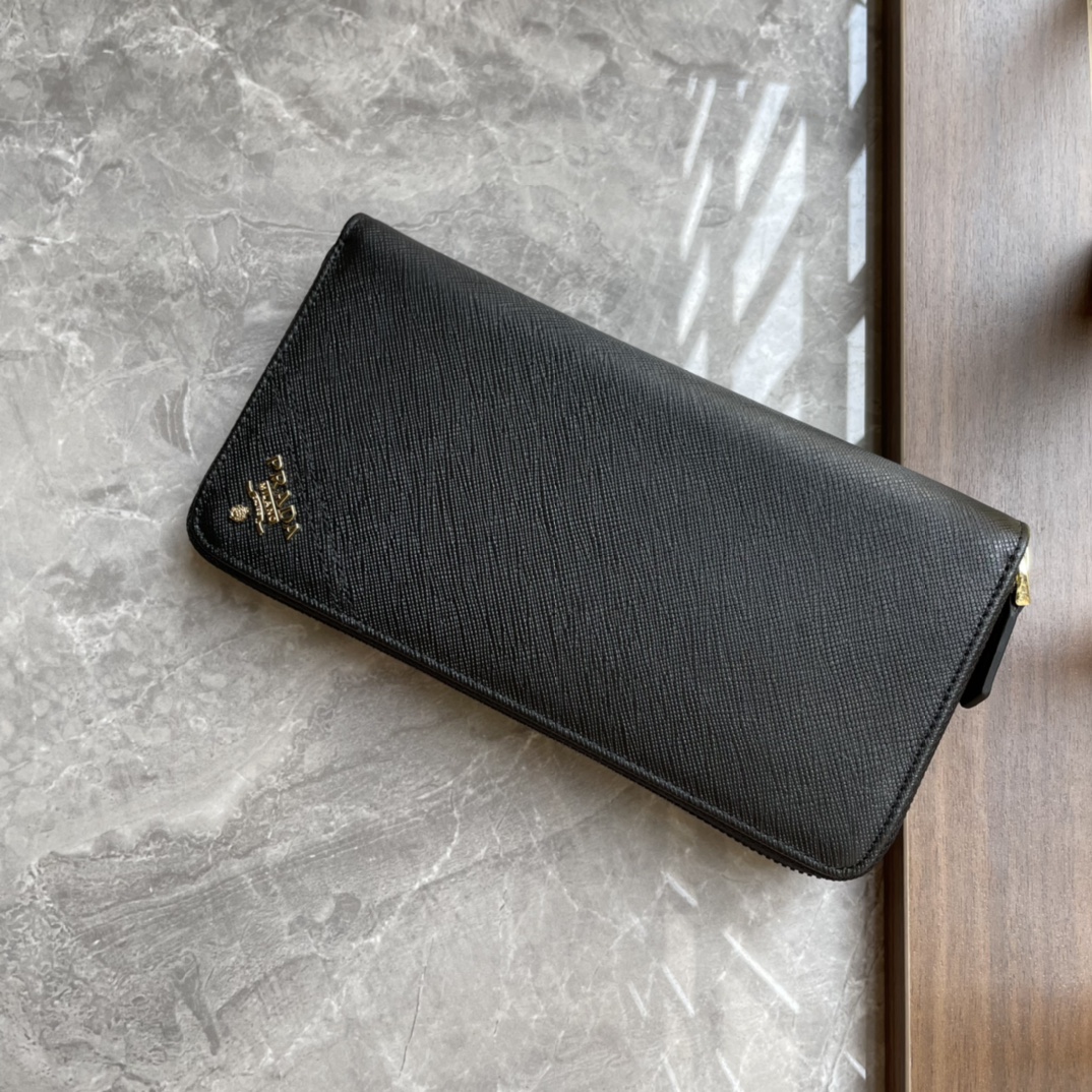 お得100%新品 プラダ 普段使い激安通販 柔らかい 財布 シンプル ロング 人気定番 ファッション 牛革 メンズ ブラック_5