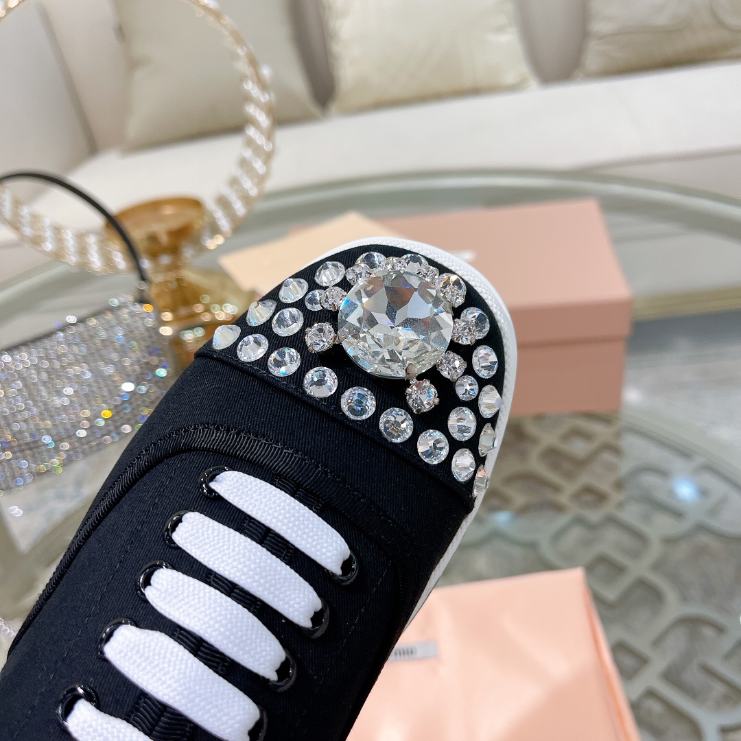 miumiu バレリーナＮ級品 カジュアルシューズ ダイヤモンド飾り ファッション 運動シューズ 牛革 ゴム底 人気販売 ブラック_6
