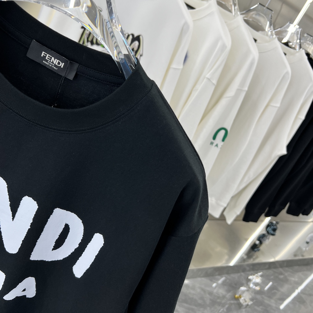 フェンディ t シャツ偽物 シンプル ロゴプリント 個性的 純綿 トップス 半袖 Tシャツ 春新品 男女兼用 ブラック_4