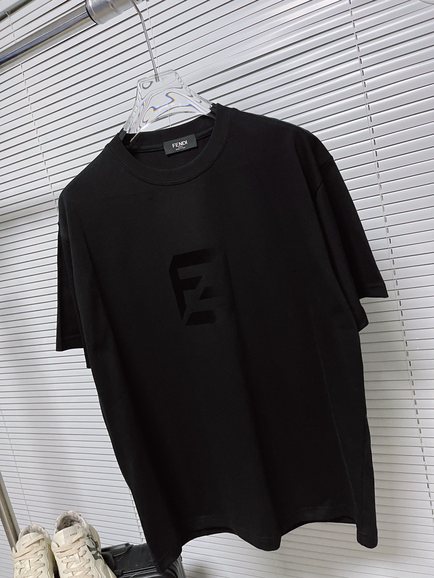 fendi シャツコピー プリント純綿 トップス 半袖 シンプル 人気定番 春夏服 通気性いい ファッション ブラック_2