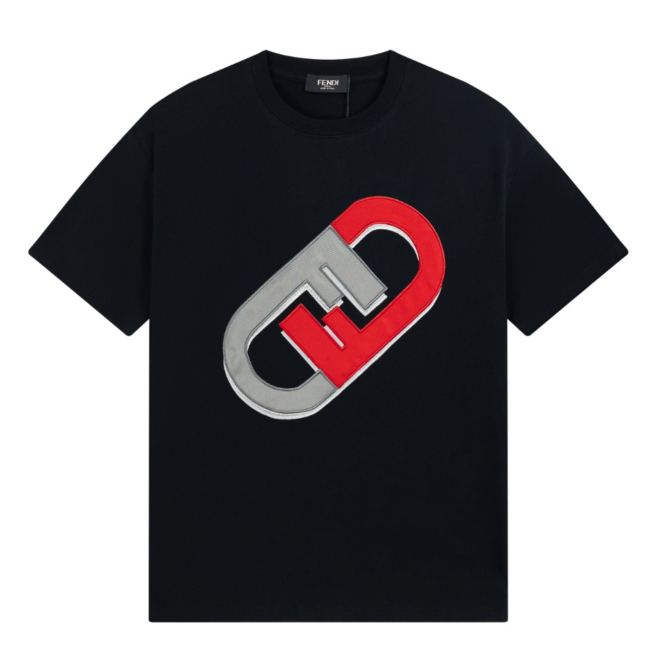 低価直輸入専門店 fendit シャツＮ級品 プリント純綿 トップス Tシャツ  男女兼用 短袖 シンプル 柔らかい ブラック_2