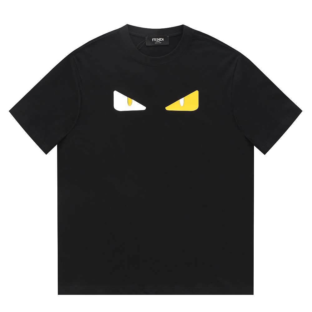 2024定番人気 fendi t シャツ レディース激安通販 短袖 プリント純綿 トップス Tシャツ 男女兼用 シンプル ブラック_1