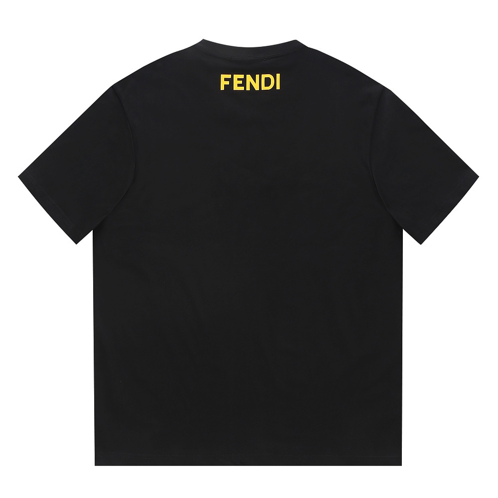 2024定番人気 fendi t シャツ レディース激安通販 短袖 プリント純綿 トップス Tシャツ 男女兼用 シンプル ブラック_2