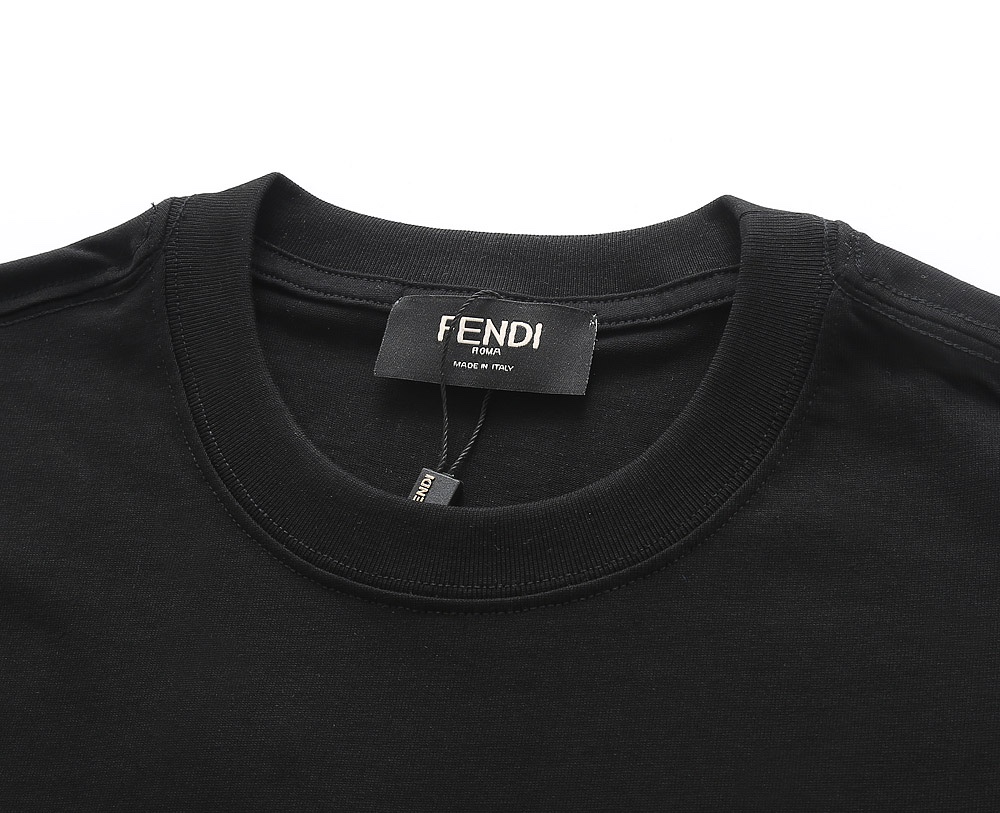 2024定番人気 fendi t シャツ レディース激安通販 短袖 プリント純綿 トップス Tシャツ 男女兼用 シンプル ブラック_3