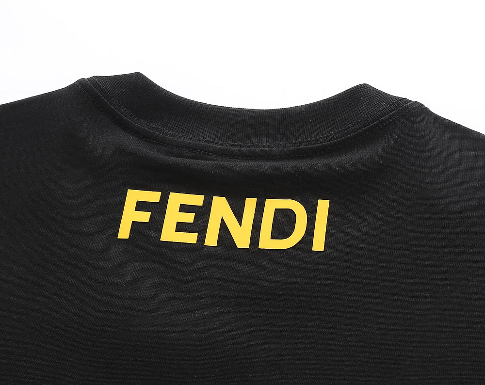 2024定番人気 fendi t シャツ レディース激安通販 短袖 プリント純綿 トップス Tシャツ 男女兼用 シンプル ブラック_9