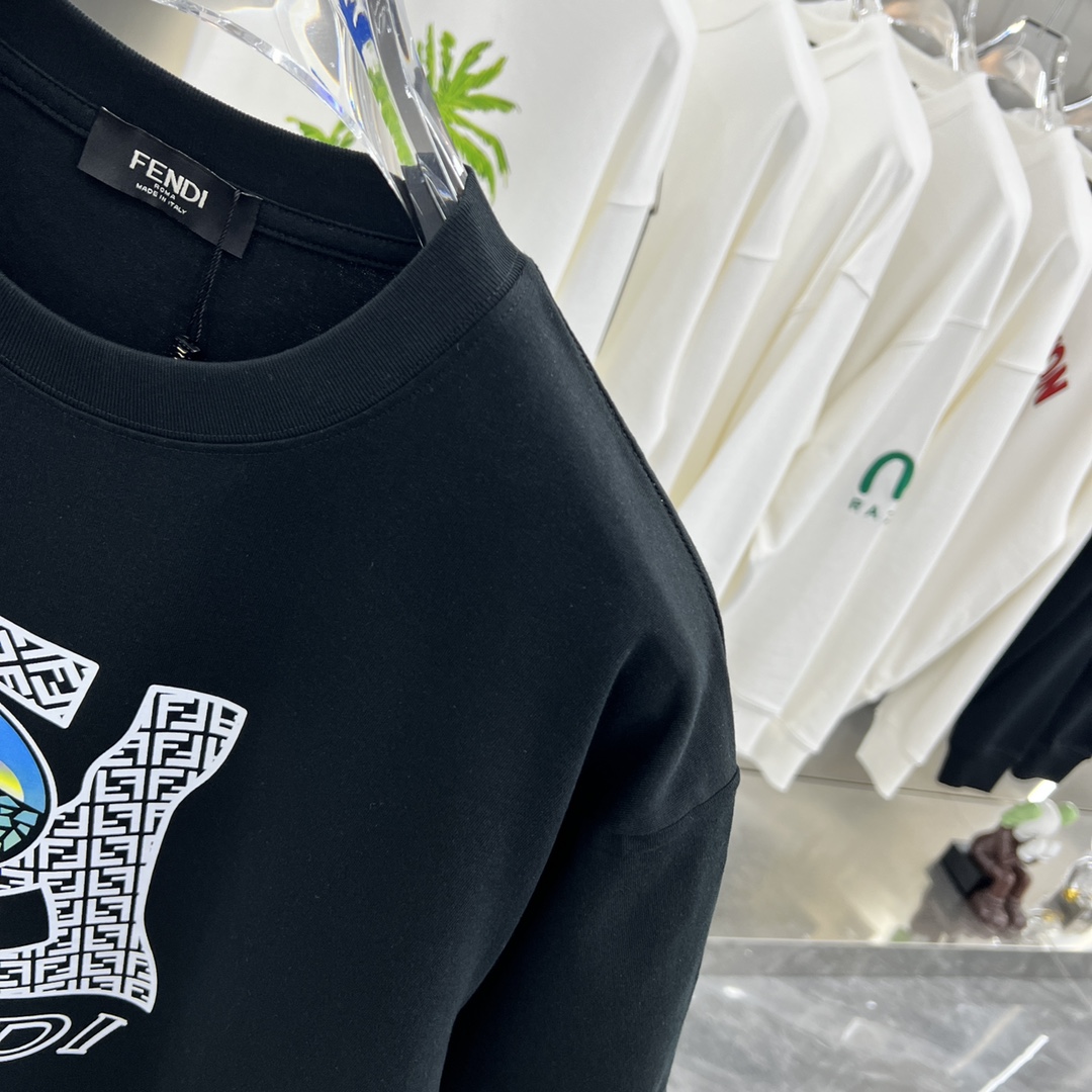 激安大特価最新作の フェンディ シャツ メンズスーパーコピー 短袖 プリント 春服 純綿 トップス Tシャツ 刺繍 男女兼用 ブラック_5