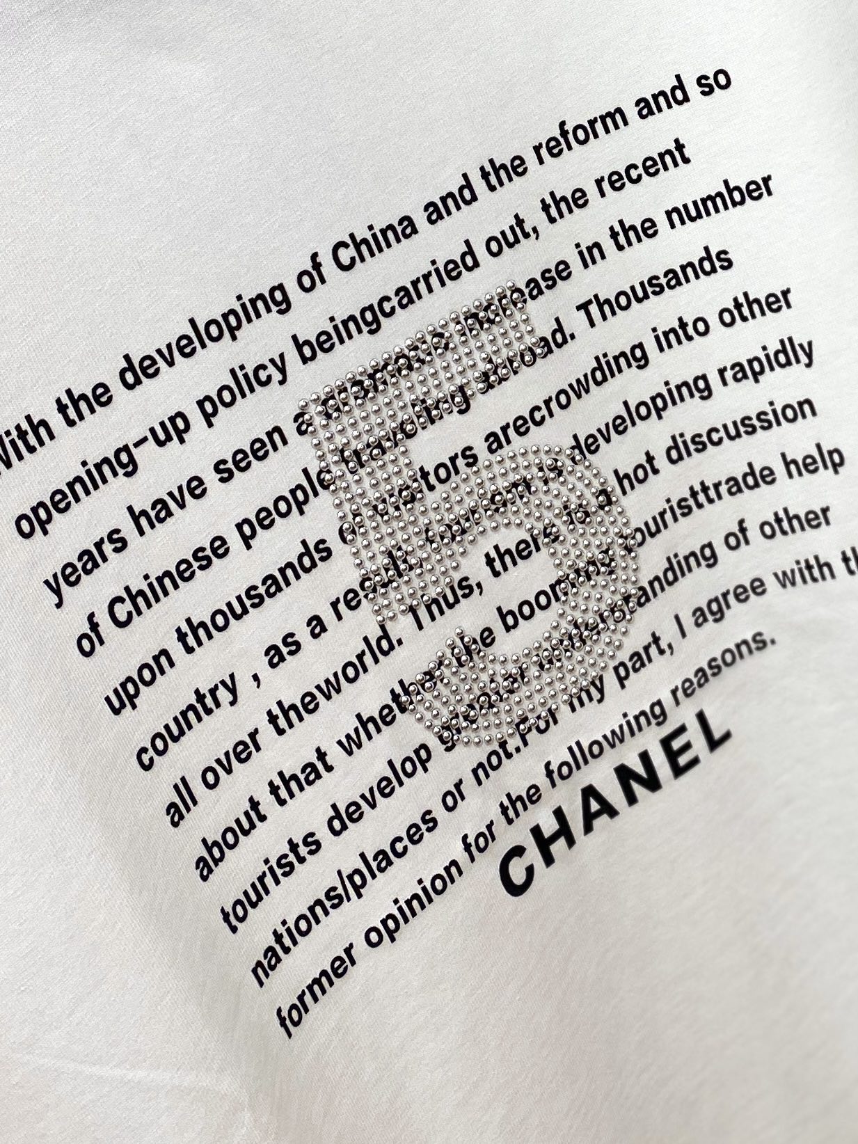 chanel t シャツ メンズ偽物 純綿 トップス ゆったり 短袖 プリント シンプル ファッション ホワイト_3