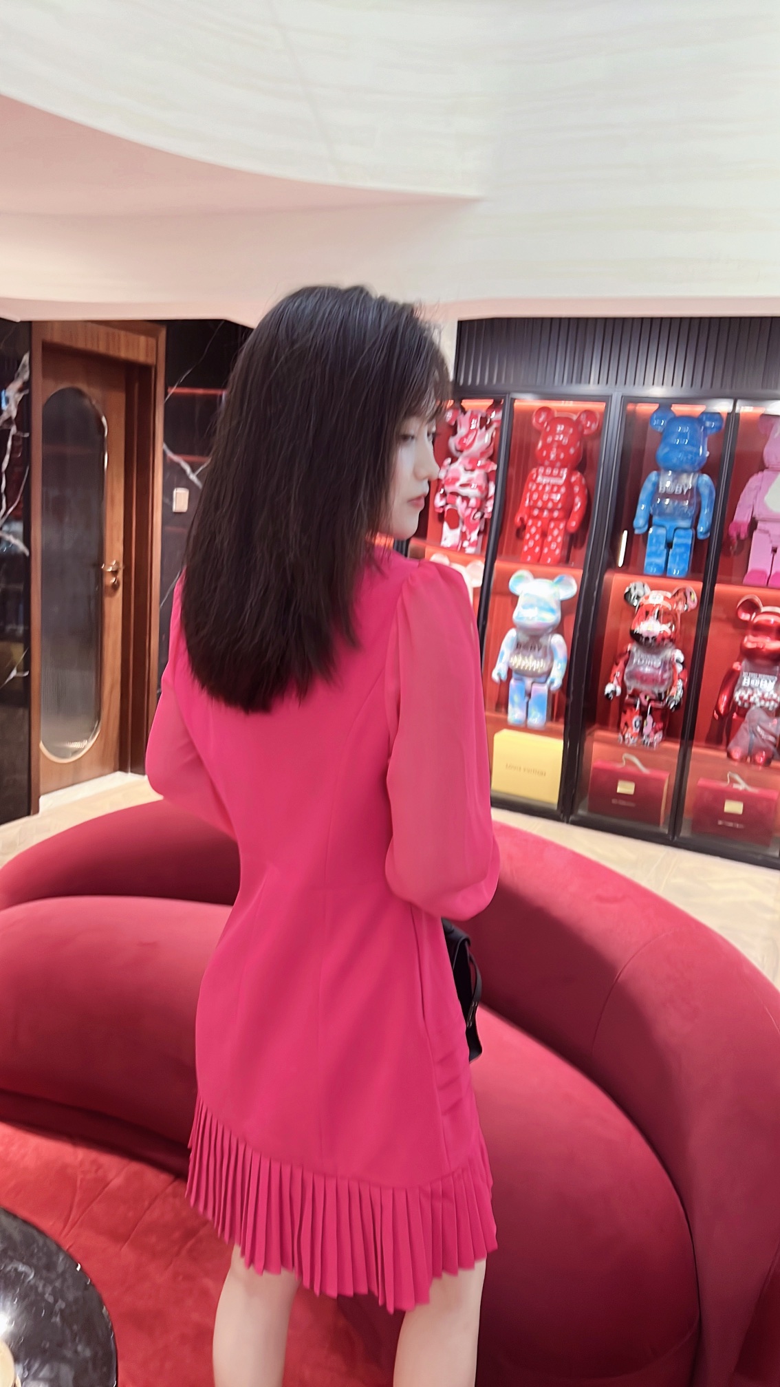 海外セレブ定番愛用 シャネル ミニ スカートＮ級品 レディース ワンピース 長袖 薄い シフォン ローズレッド_3