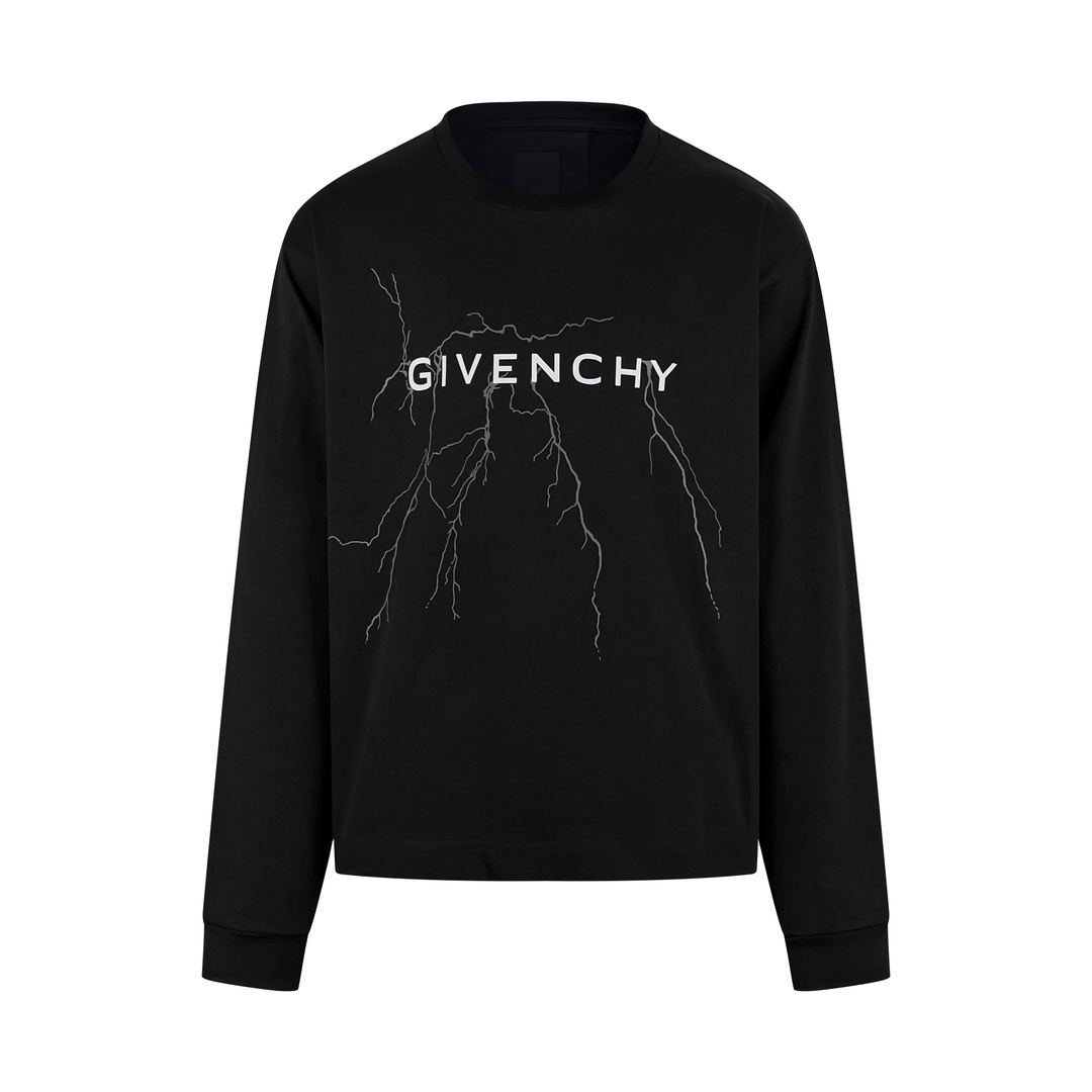 ジバンシィ 2024新作 コピー 長袖 Tシャツ コットン ブラック 柔らかい 花柄_1