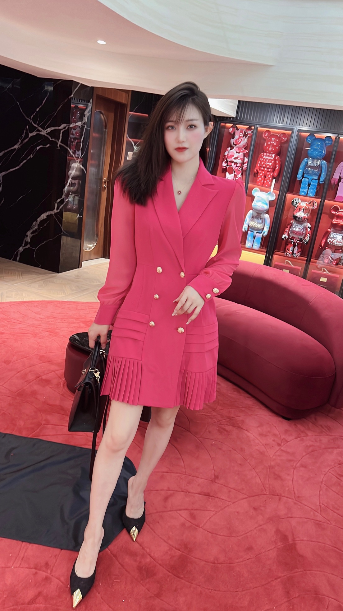 海外セレブ定番愛用 シャネル ミニ スカートＮ級品 レディース ワンピース 長袖 薄い シフォン ローズレッド