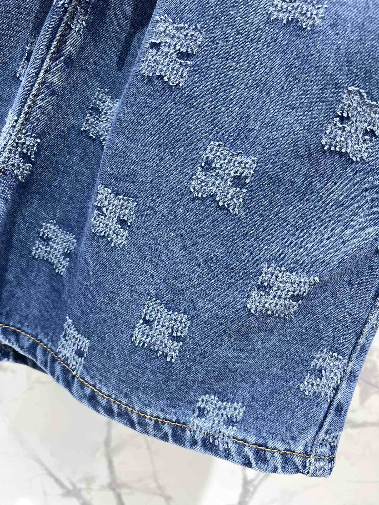 セリーヌ ズボン メンズコピー 純綿 ショットパンツ ジンーズ 柔らかい ロゴ刺繡 カラフル ブルー_5