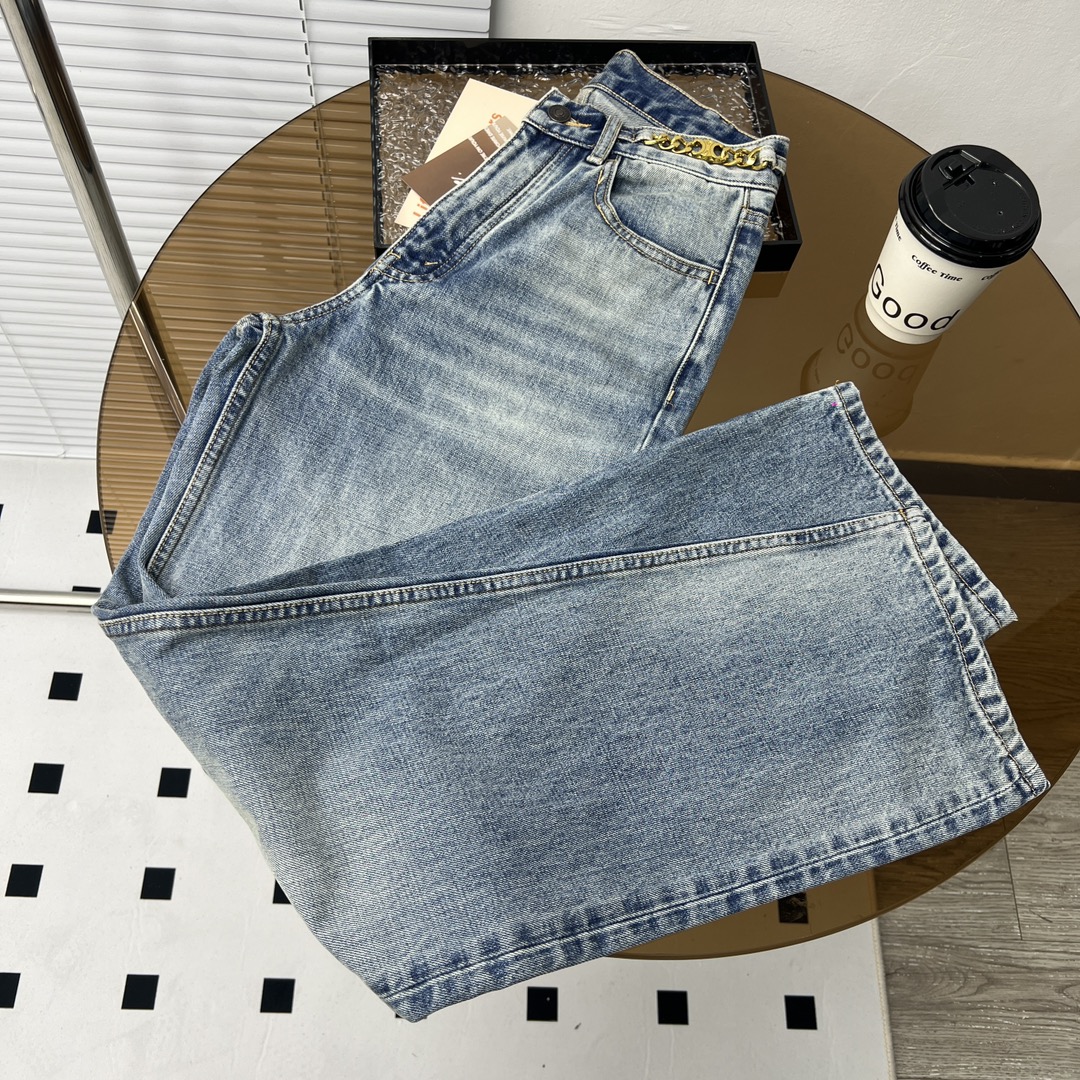 セリーヌメンズパンツＮ級品 ジーンズ ズボン デニム 筒形パンツ 美脚 シンプル 人気品 ブルー_9