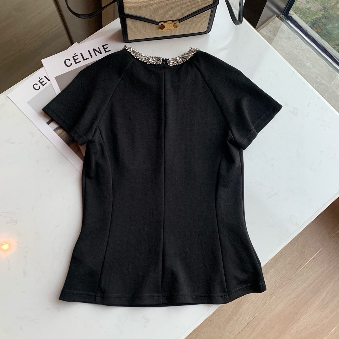 超激得品質保証 レディース セリーヌtシャツスーパーコピー 純綿 トップス 丸首 ファッション 夏服 目立つ！ブラック_5