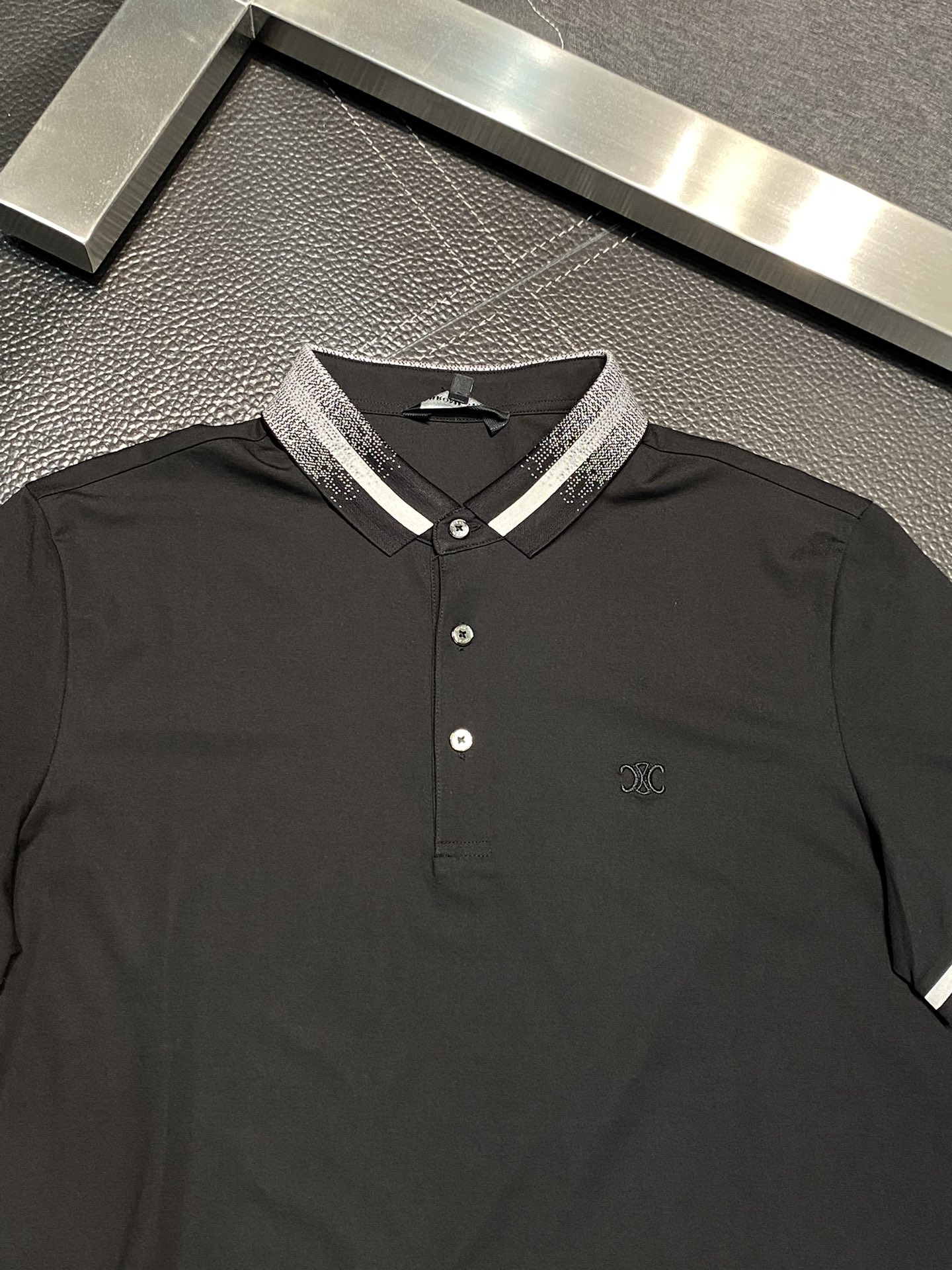 魅せるセリーヌ アウトレット tシャツ激安通販 半袖 トップス シンプル 純綿 ポロシャツ メンズ 快適 ブラック_3