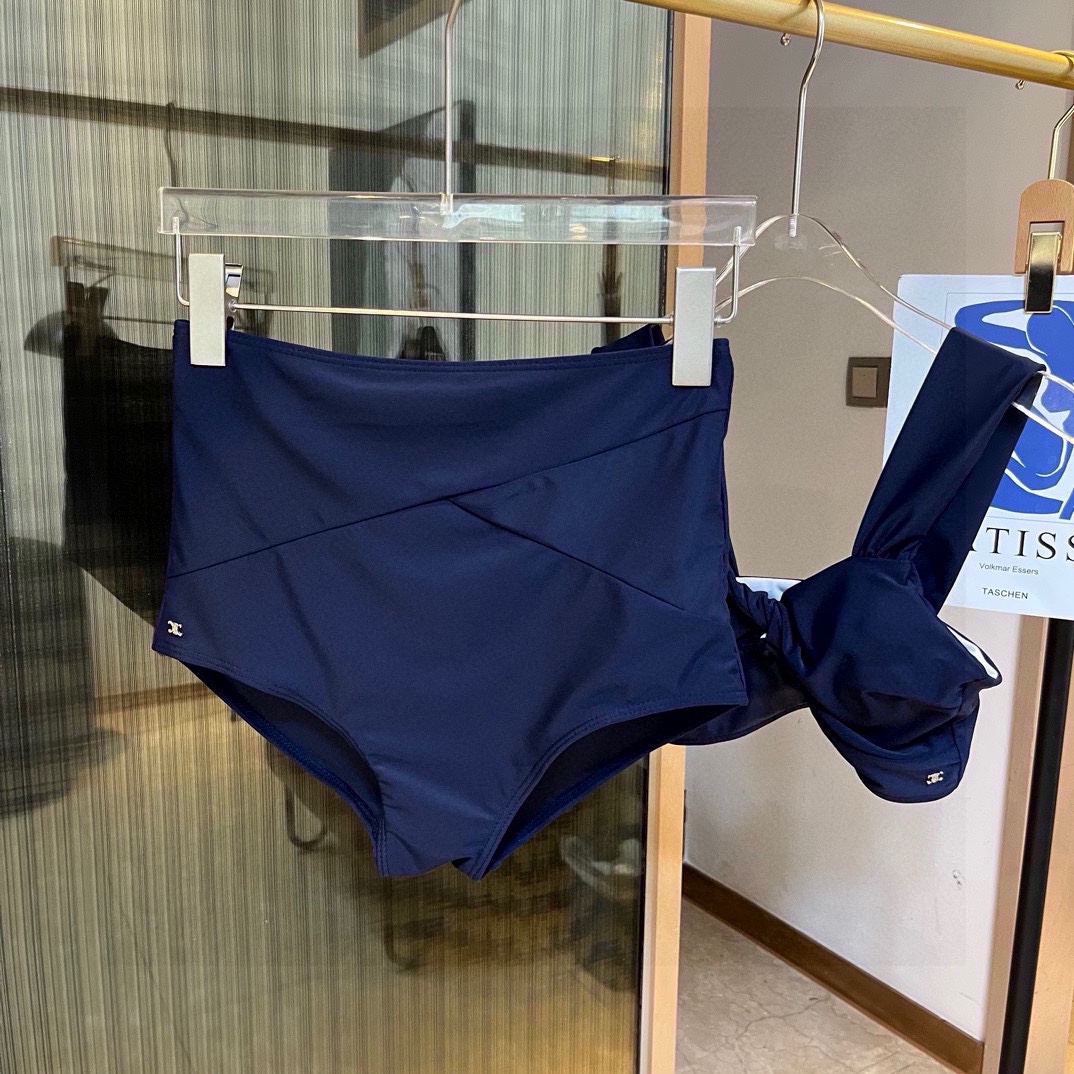 セリーヌ レディース シャツコピー 水着 セット 弾性がいい 上下2点セット プール 温泉 水泳 レディース ブルー_5