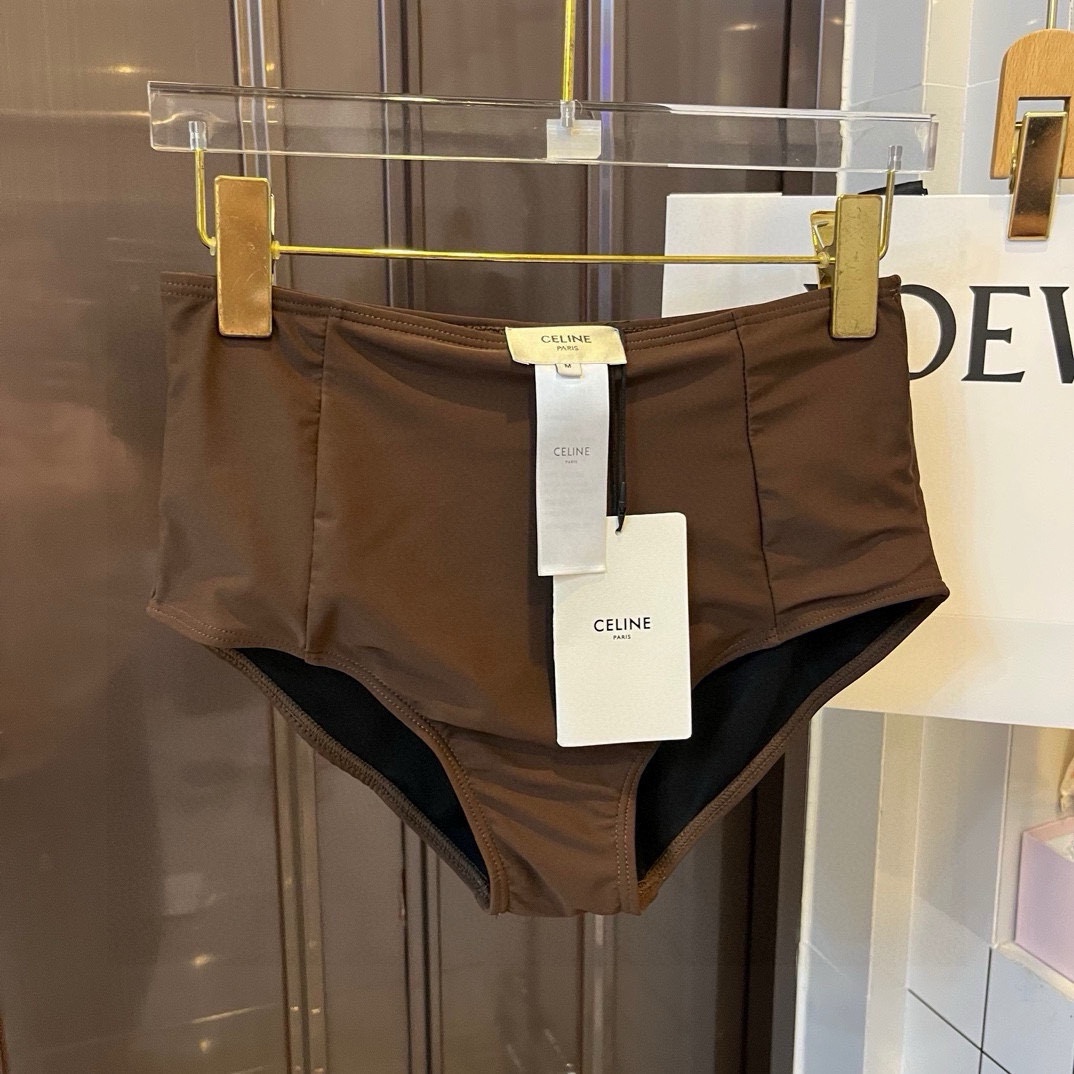 超激得品質保証 セリーヌ水着Ｎ級品 水着 セット プール 温泉 水泳 スイミング シンプル レディース ブラウン_2
