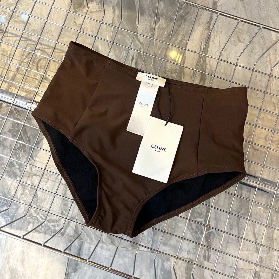 超激得品質保証 セリーヌ水着Ｎ級品 水着 セット プール 温泉 水泳 スイミング シンプル レディース ブラウン_7