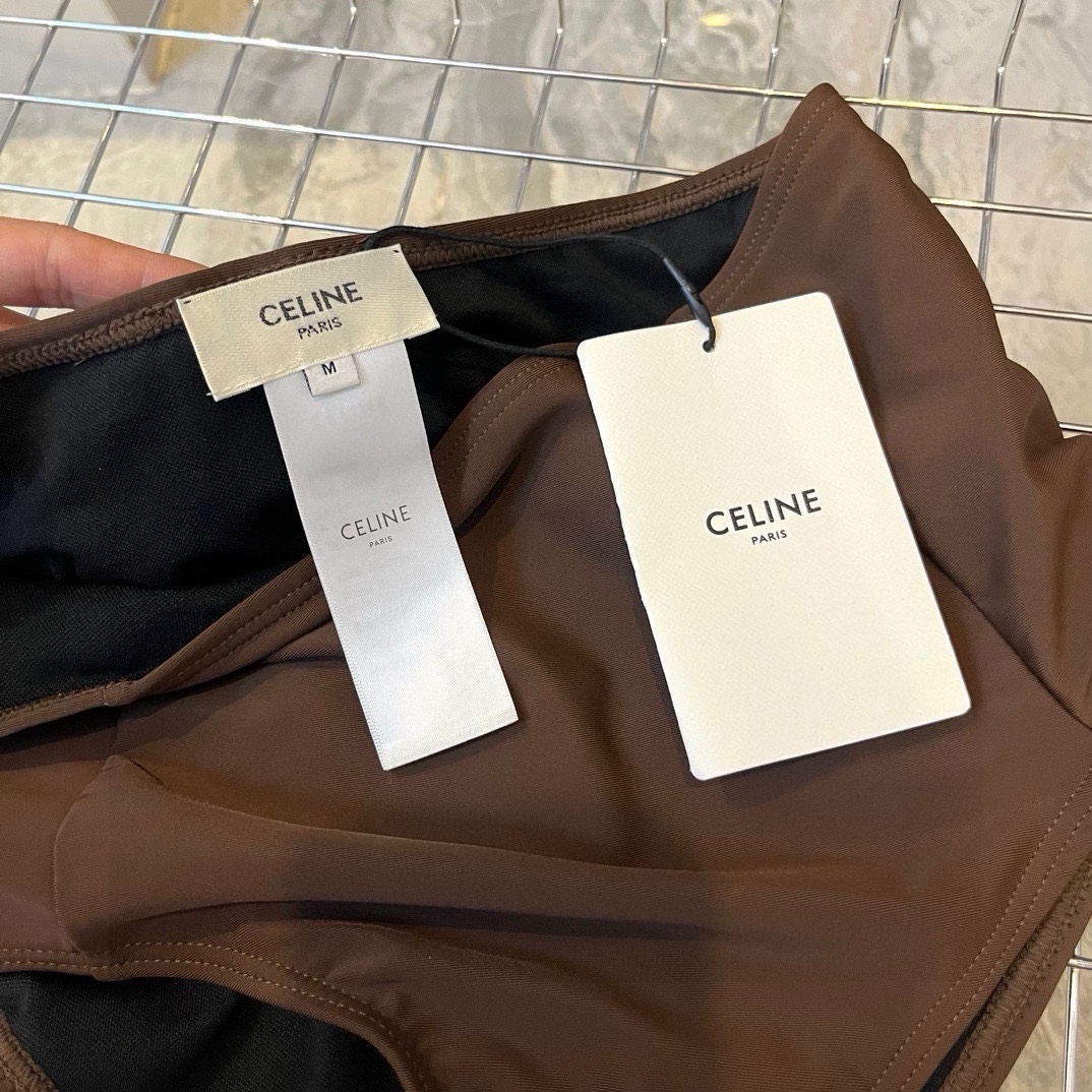 超激得品質保証 セリーヌ水着Ｎ級品 水着 セット プール 温泉 水泳 スイミング シンプル レディース ブラウン_8
