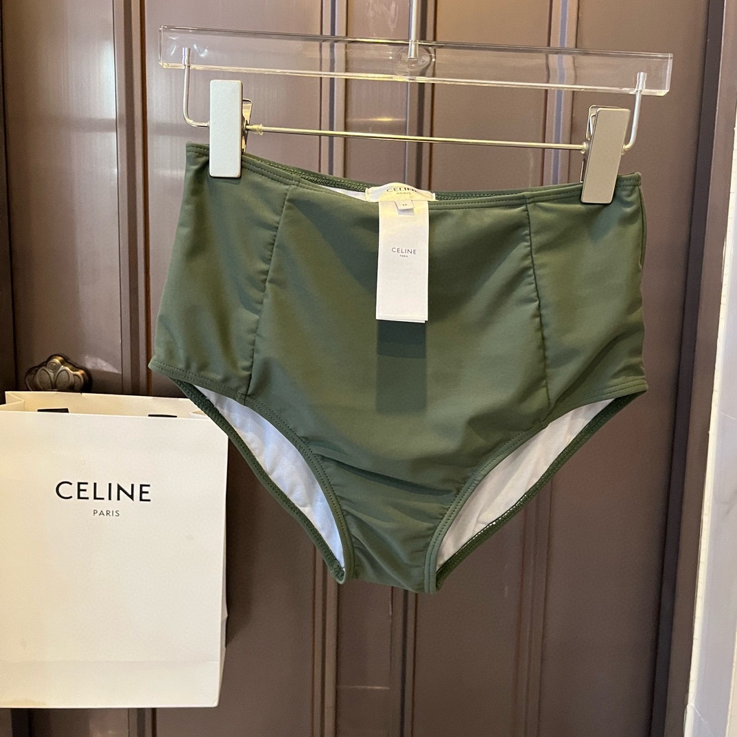超激得品質保証 セリーヌ スイムウェアコピー 水着 セット プール 温泉 水泳 スイミング シンプル レディース グリーン_4