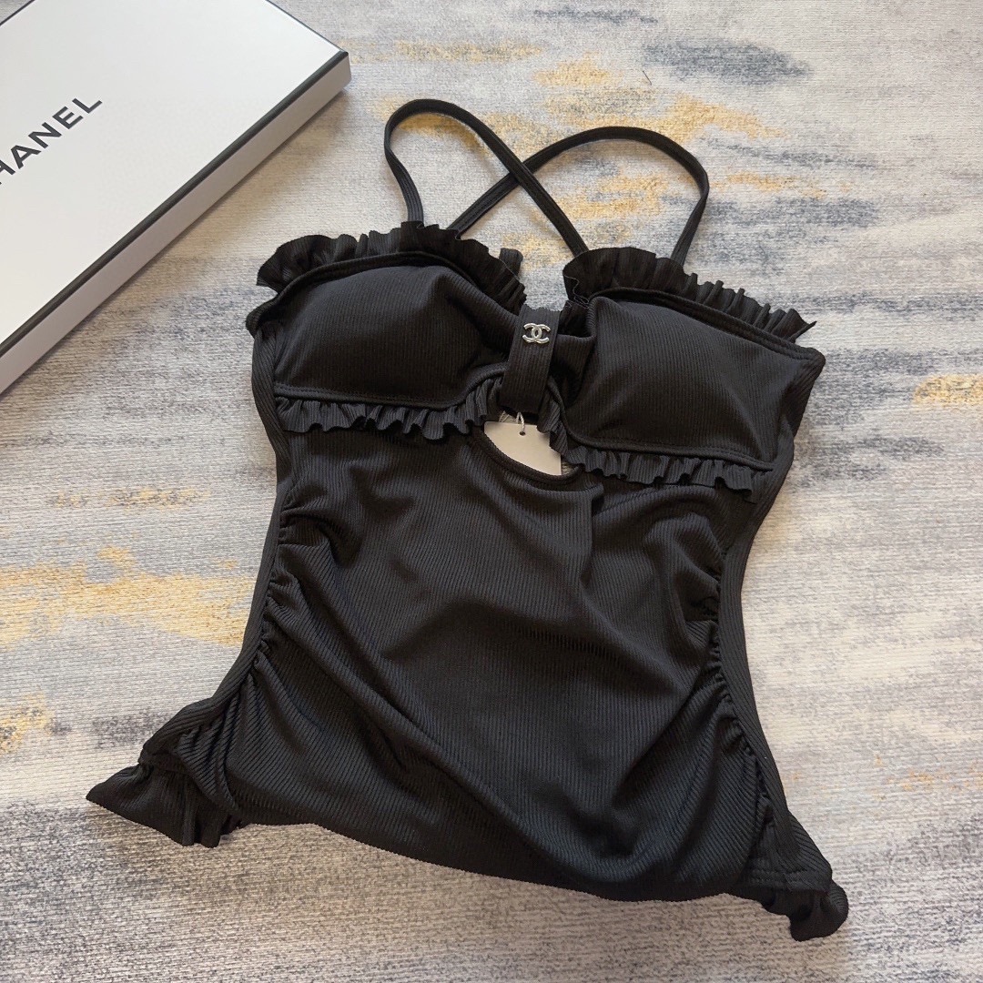 シャネル水着激安通販 レディース ワンピース モノキニ ハイレグ セクシー 人気販売 シンプル ブラック_8