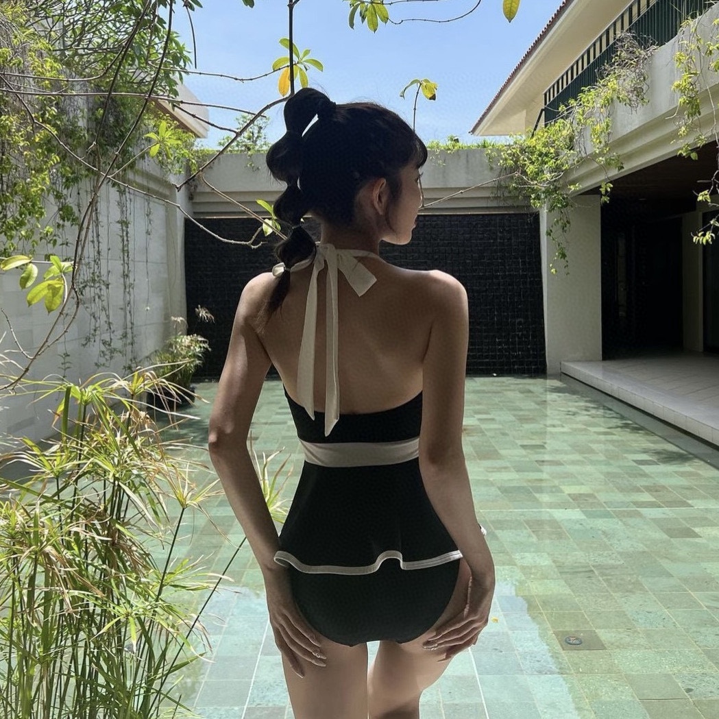 シャネル 水チークＮ級品 レディース セクシー ビキニ 通気性いい ワンピース 旅行 スイミング 泳ぎ服 ブラック_9