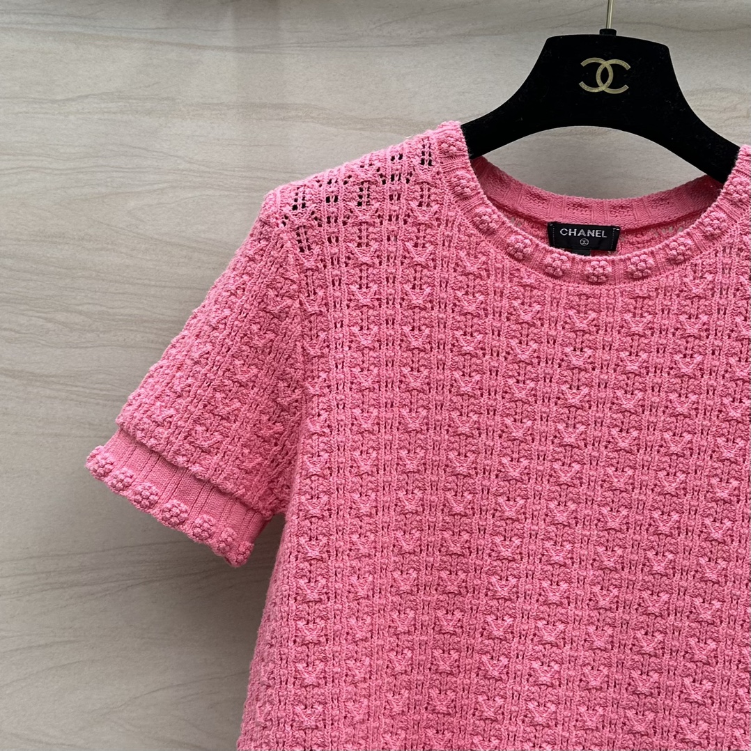 NEW夏の chanel t シャツ レディース偽物 純綿 春夏新品 半袖 トップス 高品質 シンプル ローズレッド_3