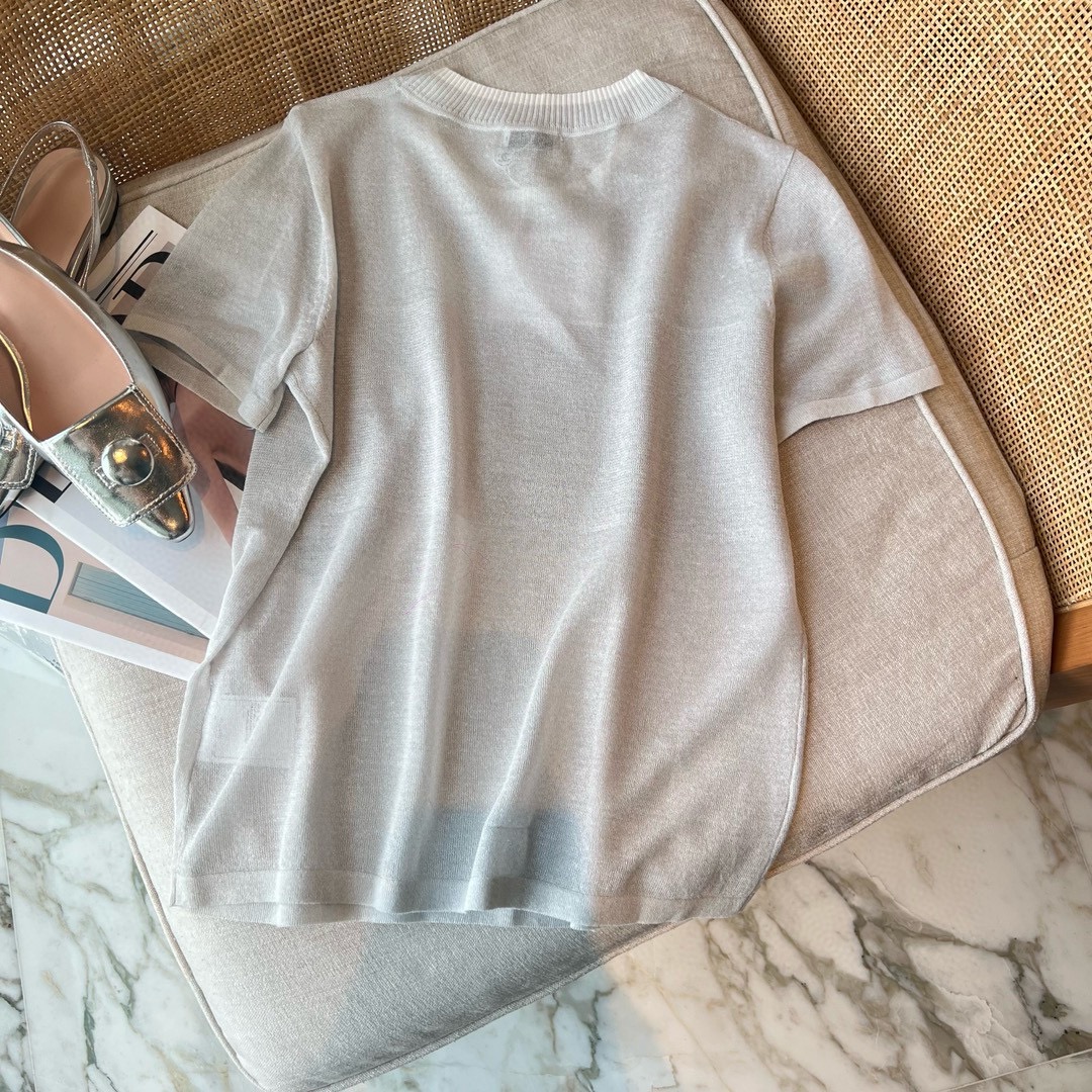 [新季度]chanel ロゴ t シャツ激安通販 半袖 トップス  純綿 柔らかい ロゴ刺繍 ファッション グレイ_7