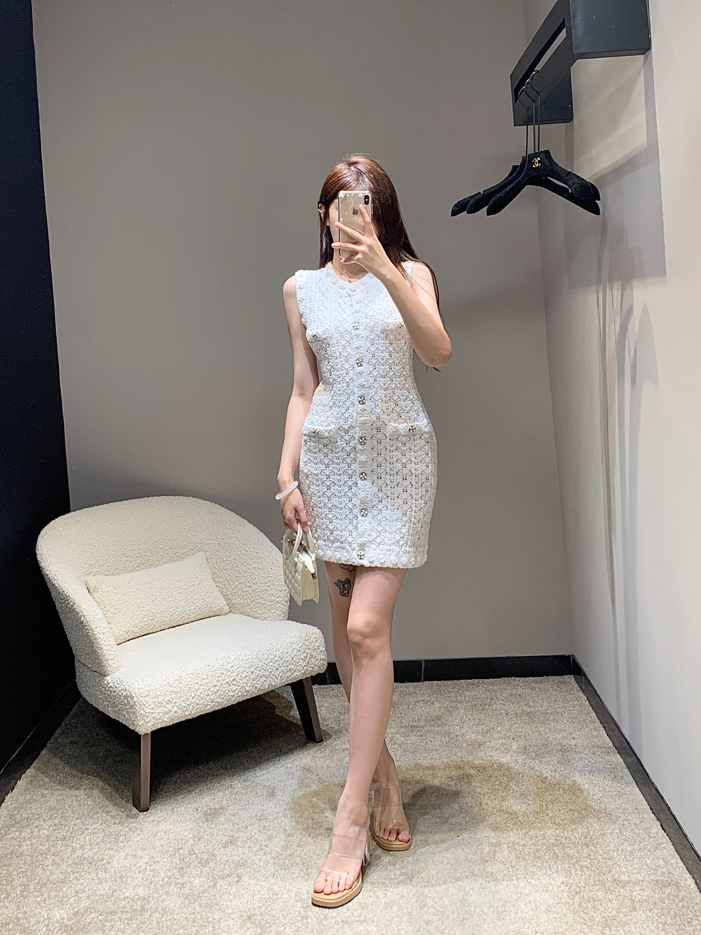赤字超特価2024 シャネル スカート 値段激安通販 夏服 ワンピース 無袖 レディース 高品質 ホワイト_4