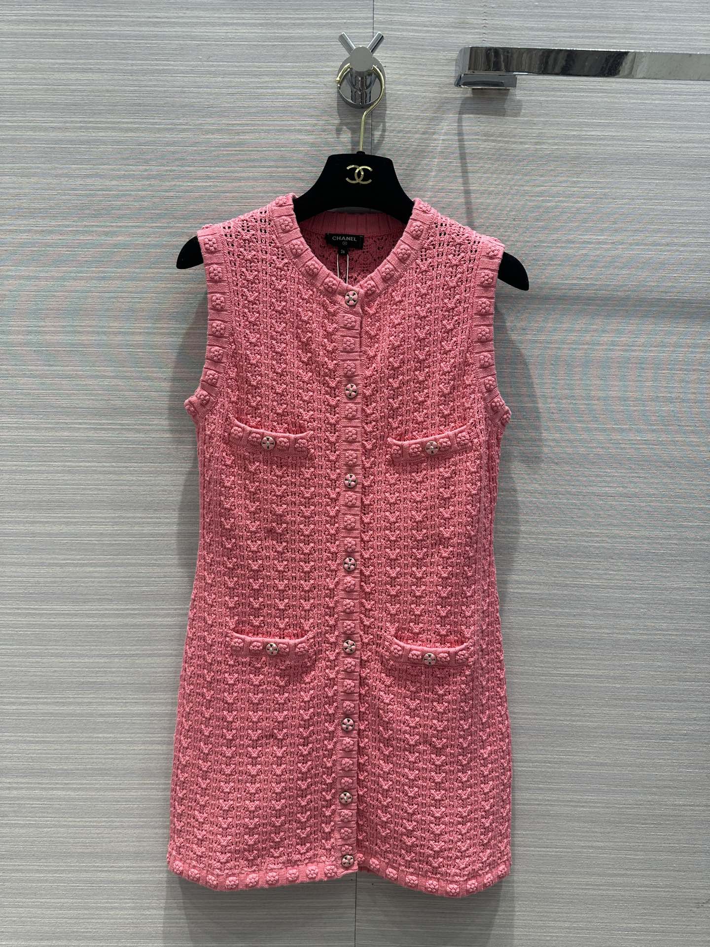 限定人気品★セール！シャネル ニット スカートコピー 夏服 ワンピース 無袖 レディース ファッション ピンク_1