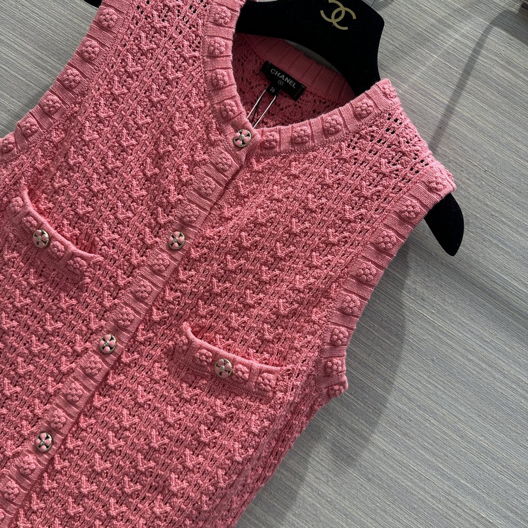 限定人気品★セール！シャネル ニット スカートコピー 夏服 ワンピース 無袖 レディース ファッション ピンク_3