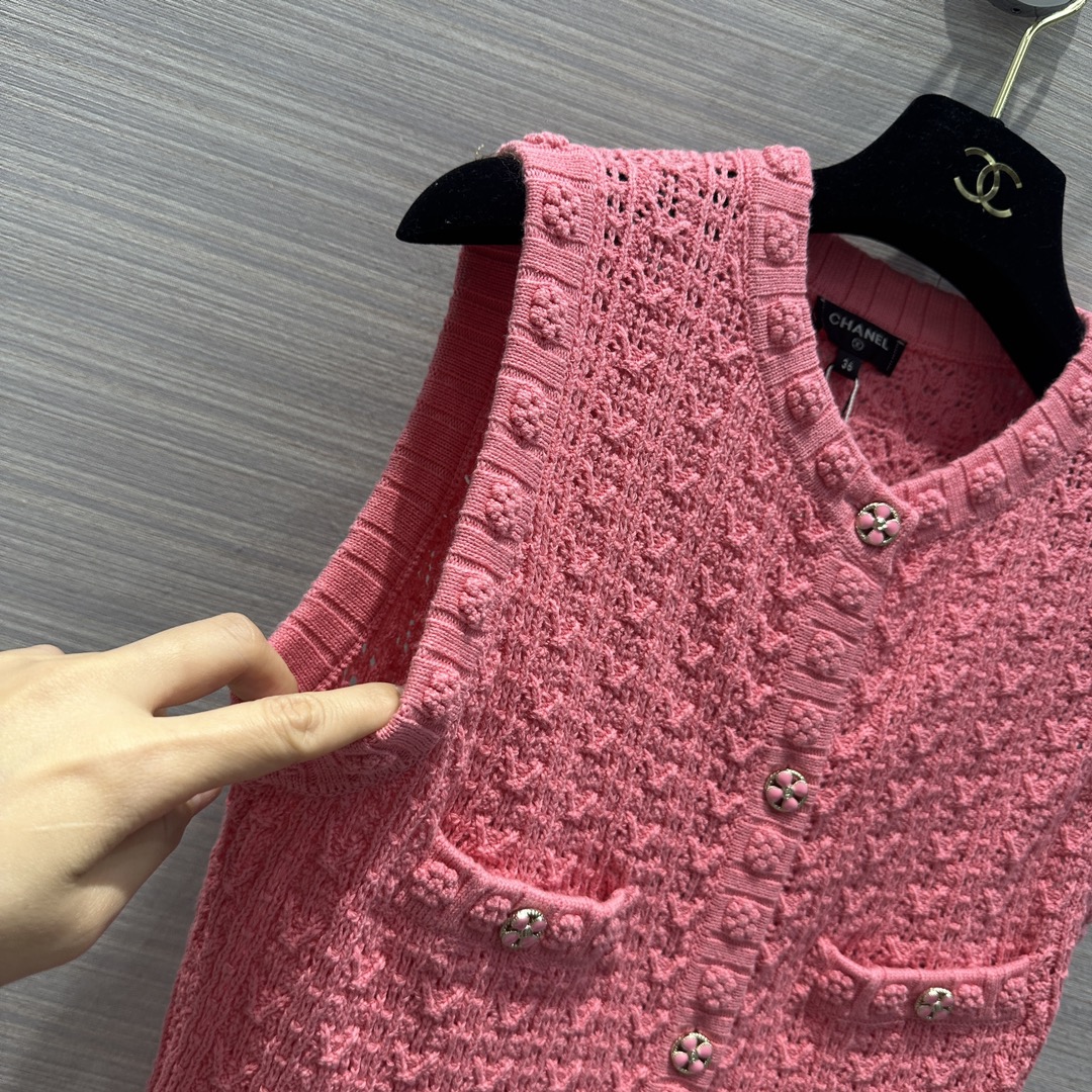 限定人気品★セール！シャネル ニット スカートコピー 夏服 ワンピース 無袖 レディース ファッション ピンク_4