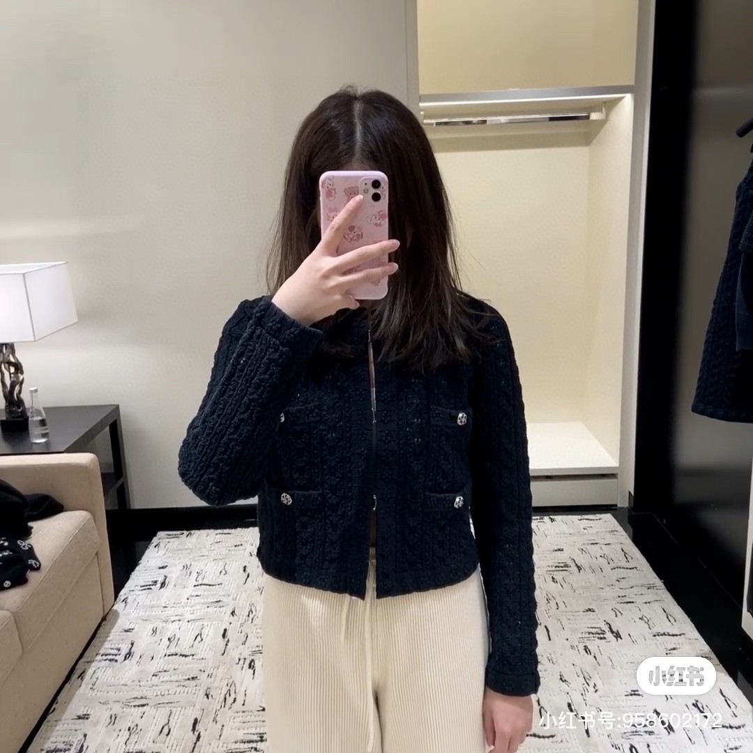 シャネル ツイード ジャケット激安通販 春新作 アウター トップス レディース 編み ファッション 人気服 ブラック_12