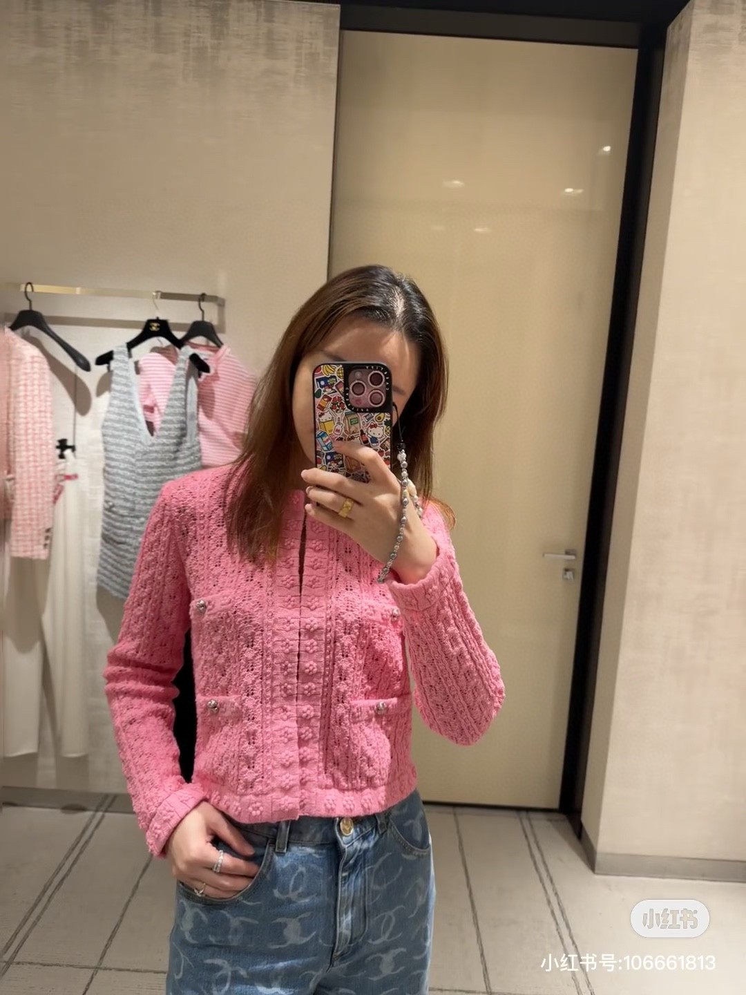 chanel ツイード ジャケット偽物 春新作 アウター トップス レディース 編み ファッション 人気服 ピンク_1