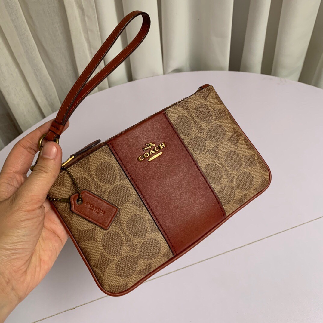 コーチ バッグ エナメル激安通販 花柄 財布 持ちバッグ 一つ折り フェニックス 小銭入れ 革製 レディース ブラウン_1